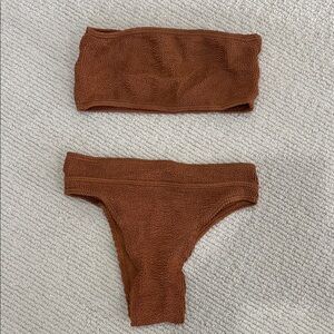 Hunza G. Strapless Bikini Top and Hi Rise bottom set